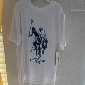 U.S. Polo Assn. White and Blue Polo Graphic Tee